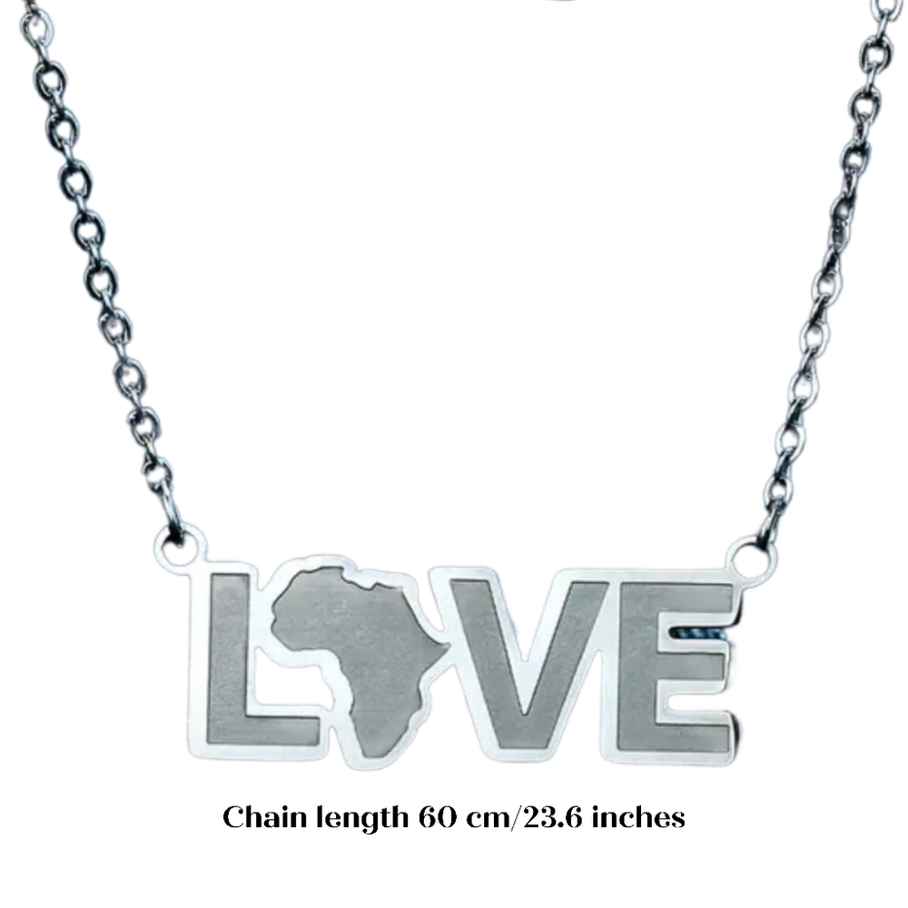 Silver AFRICAN CONTINENT LOVE necklace